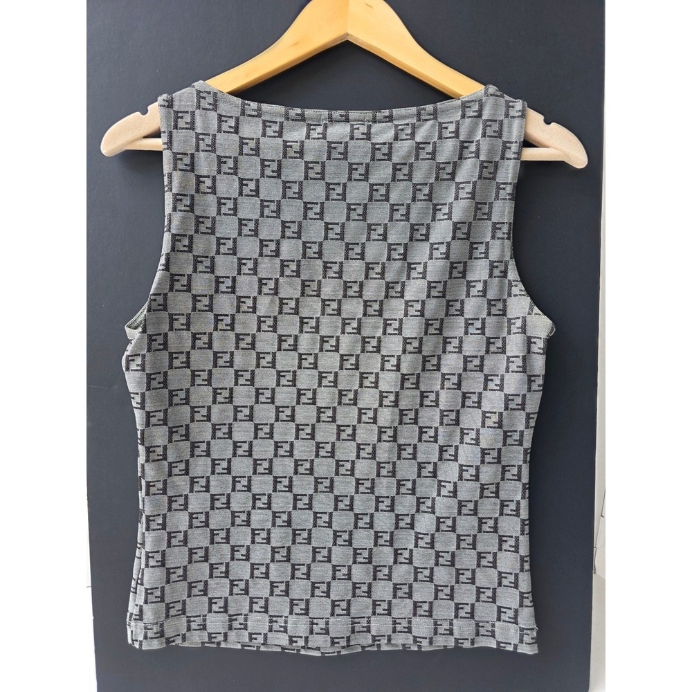 90's Vintage Designer Fendi Tank Top Zucca Monogram Mare Size M (8) & Italy 44 - Picture 4 of 8